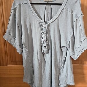 We The Free Light Blue Short Sleeve Top